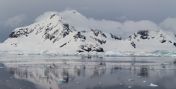 Reflected Island Mountains in Antarctica