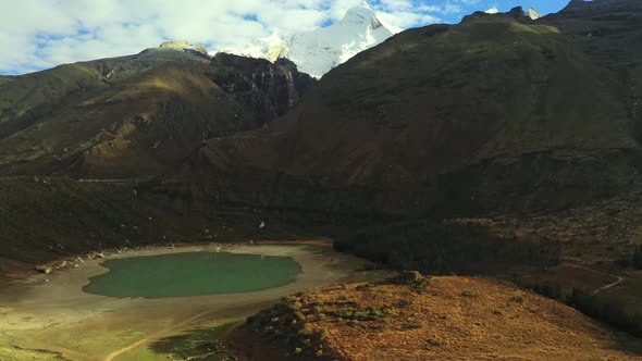 A lake formed by melting glaciers in the Peruvian Andes is the result of global warming and climate