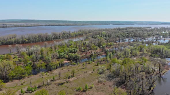 An Overview of a Green Flooded Fields and Other Areas