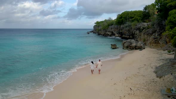 Playa Kalki Curacao Tropical Island in the Caribbean Sea Aerial View Over Beach Playa Kalki on the