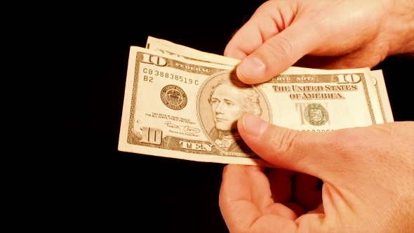 Counting Money Cash Dollars Bills In Hands