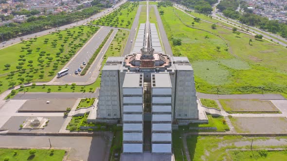 Faro a Colon - Exterior Of Columbus Lighthouse In Santo Domingo Este, Dominican Republic - aerial pu