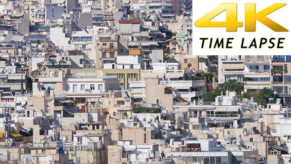 Residential View of Dense Apartments of Athens, Greece