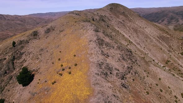 Flying above mountain ridge