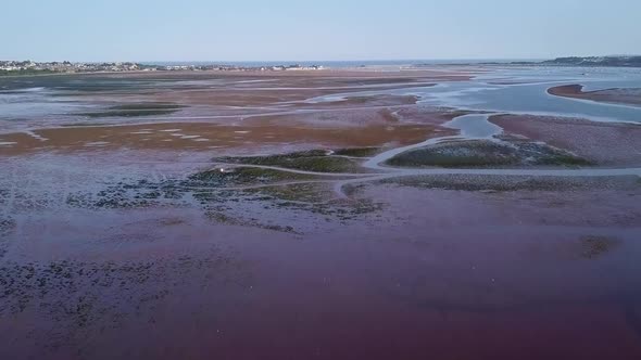 Lympstone bay, Beautiful turquoise coloured aerial shot. England.