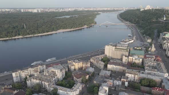 View of Kyiv From Above. Ukraine. Aerial View, Gray, Flat