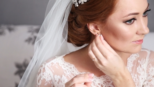 Bride Getting Ready In The Morning In The Room