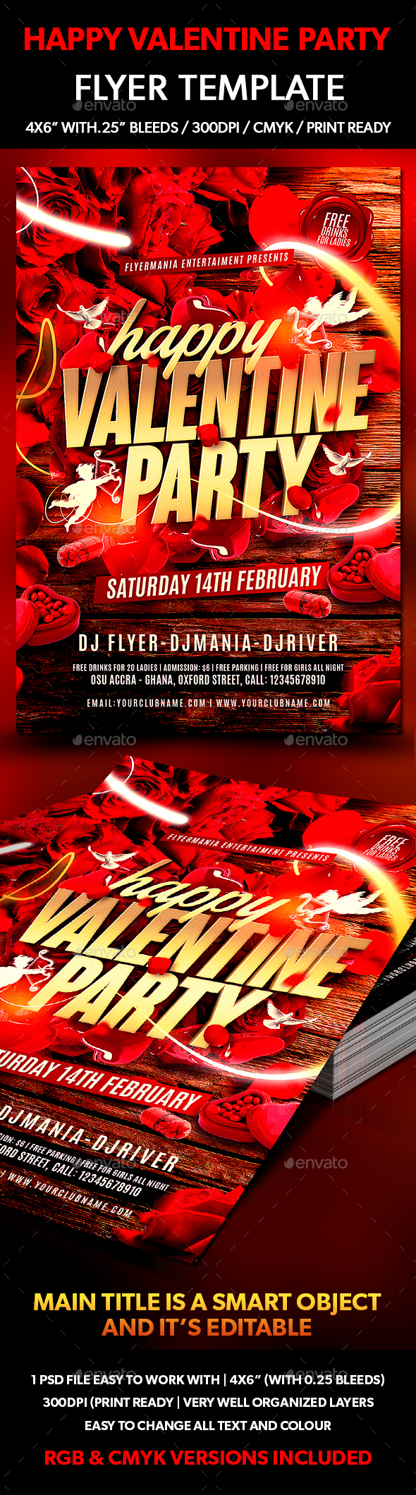 Happy Valentine Party Flyer Template