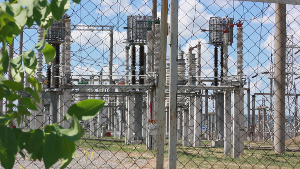 Large High Voltage Transmission Lines In Power Station