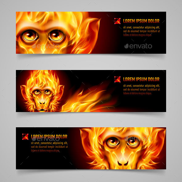 Monkey Fire Banners