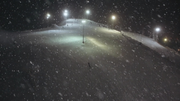 Aerial Shot Ski Resort. Snow Mountain