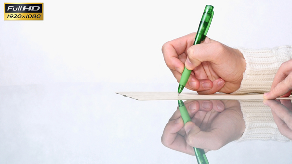 Caucasian Young Man Handwriting a Letter