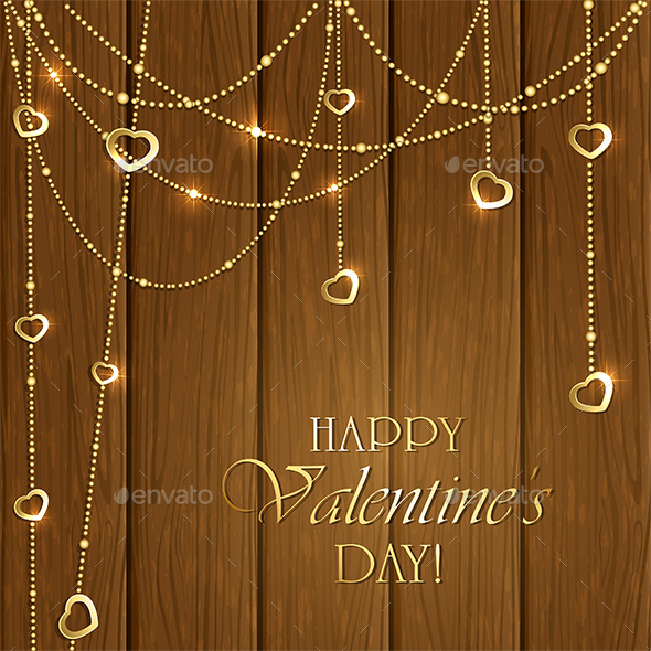 Valentines Decorations on a Wooden Background