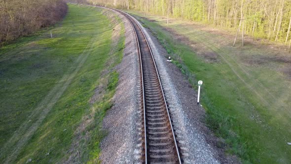 Railroad tracks on which trains run