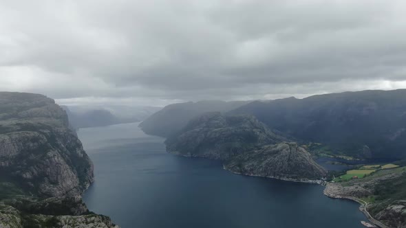 Norway Sideways Rain in the Mountains with a Massive River River Valley