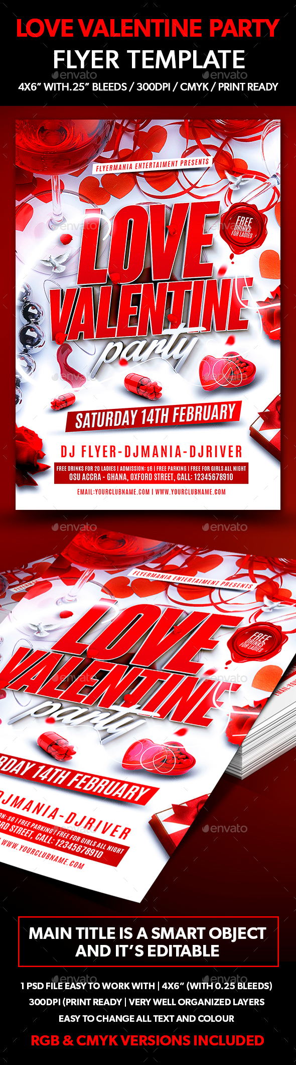 Love Valentine Party Flyer Template