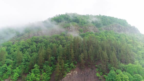 Aerial Video of Clouds Mountains Forest and Mountain River