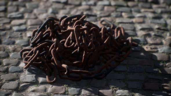 Vintage Rusty Hand-made Iron Chain