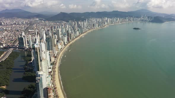 Tropical scene of Balneario Camboriu Brazil. Travel destination.