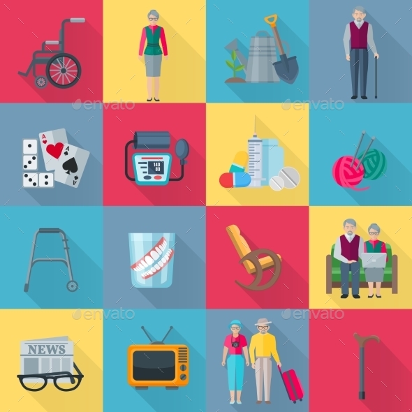 Pensioners Icons Set