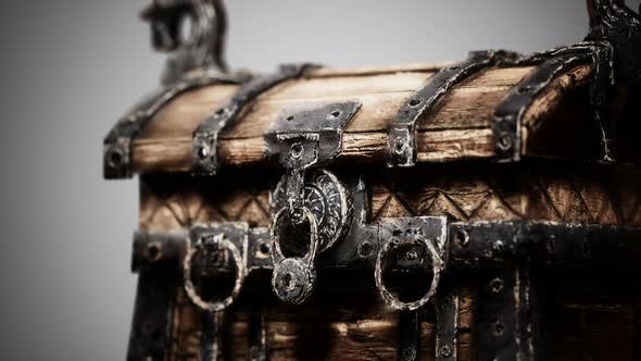 Closed Wooden Treasure Chest with Metal Clasp alt