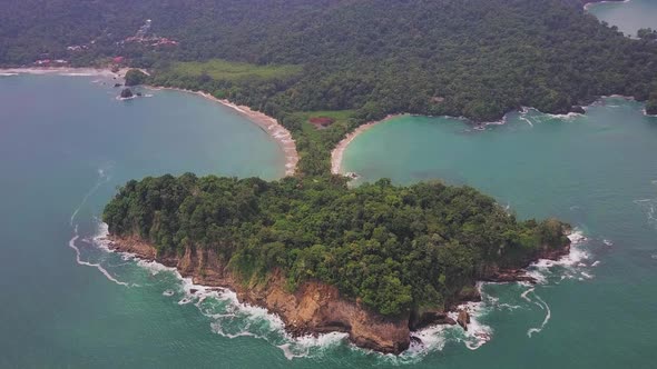 Cathedral Point at Manuel Antonio National Park in Costa Rica, Aerial View