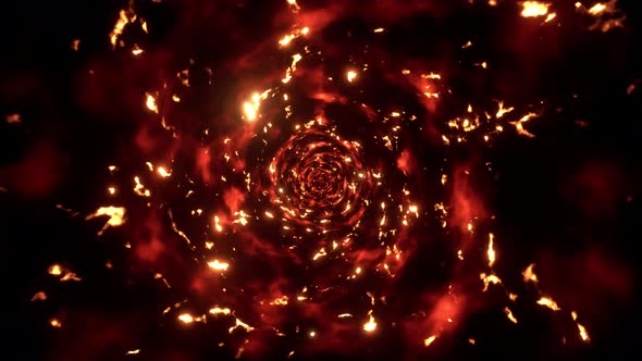Abstract Fire Spark Particles Tunnel 4K 01