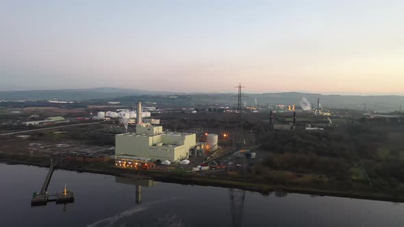 Power Station Producing Energy on the Banks of the River Foyle Near Derry Northern Ireland