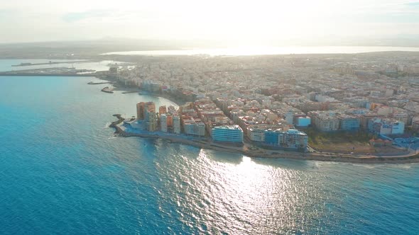 Aerial View of Beach and Coast, Costa Blanca Coast, Sunset