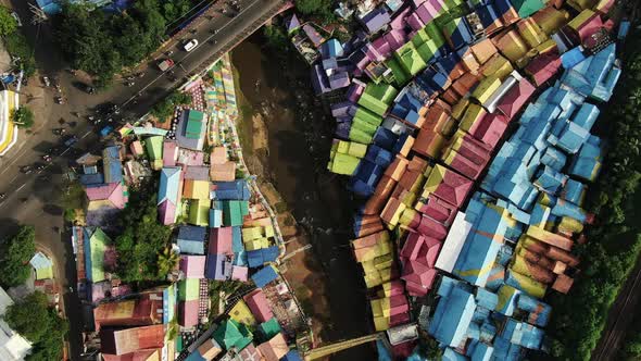 Aerial View of Colorful Village