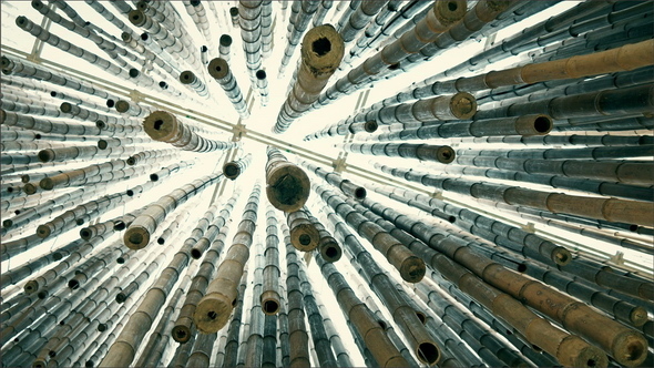 Bamboo Curtains Hanging on the Ceiling