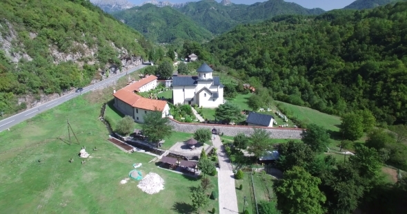Aerial View Of Monastery Moraca