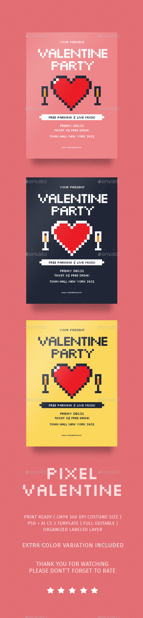 Pixel Valentine Day Flyer
