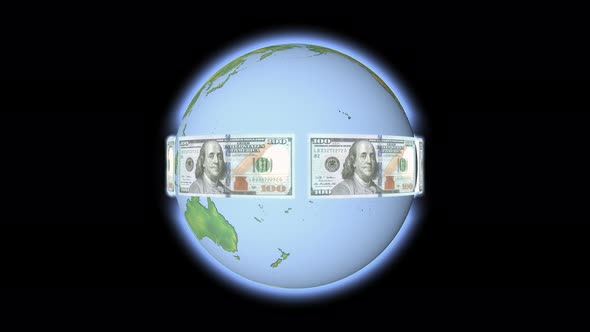 American dollars revolve around the planet earth.