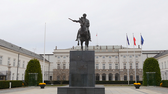 Statue Of Josef Poniatowski In Front Of The Presidential Palace Warsaw 