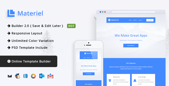 Material - Responsive Email Template + Online Builder 