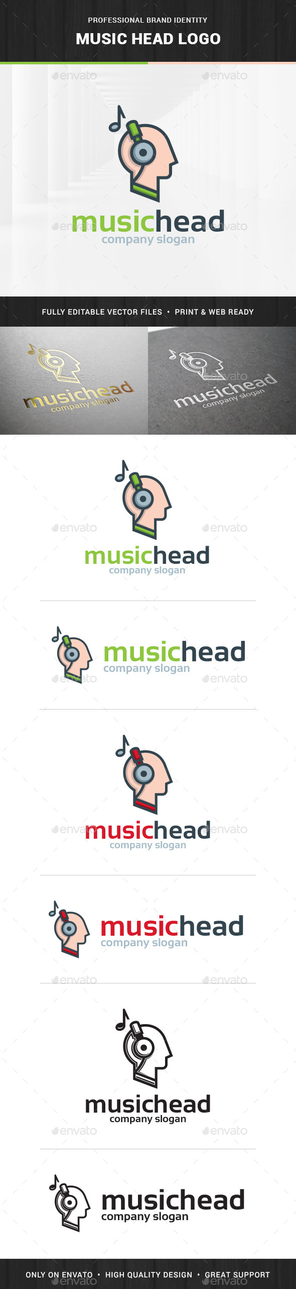 Music Head Logo Template