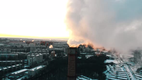 Big Industrial Pipe Pollutes the Air in the City