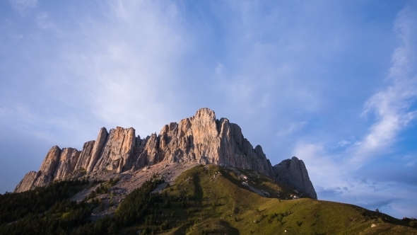 Mountain Big Thach With Clouds In North Caucasus