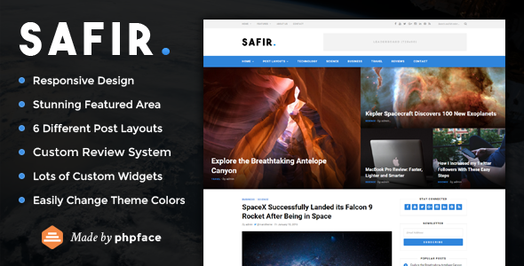 Safir - a wordpress blog theme
