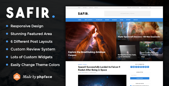 Safir - A WordPress Blog Theme