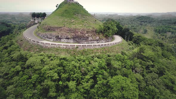 Philippines Tourists Sightseeing Platform Aerial Zooming View at Chocolate Hills Peak Bohol Island