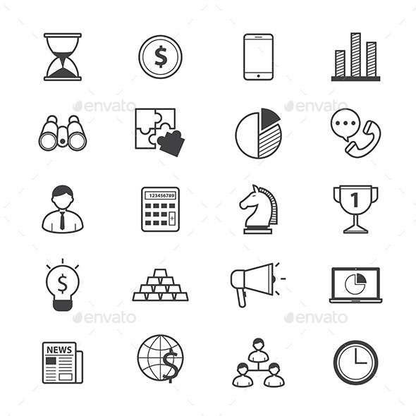 Business and Finance Strategy Icons Line