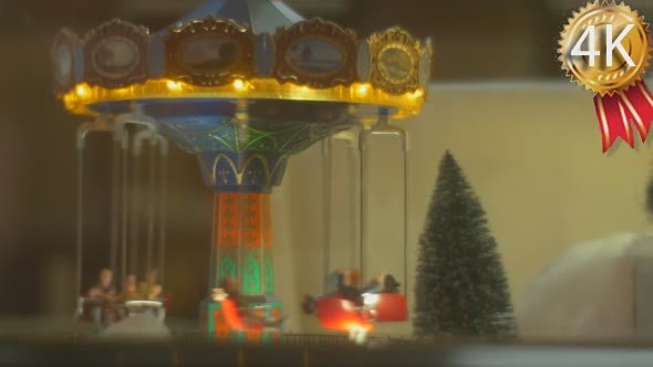 Decorative Toy Carousel With Men Toys is Moving