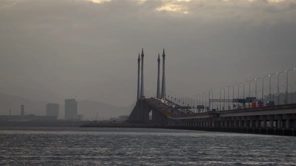 Timelapse dawn hour of moving traffic