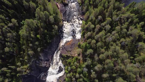 Republic of Karelia, Russia. Beautiful northern nature. River and waterfall.