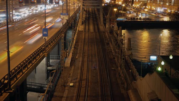 Timelapse, Urban Railway Line Near a Highway