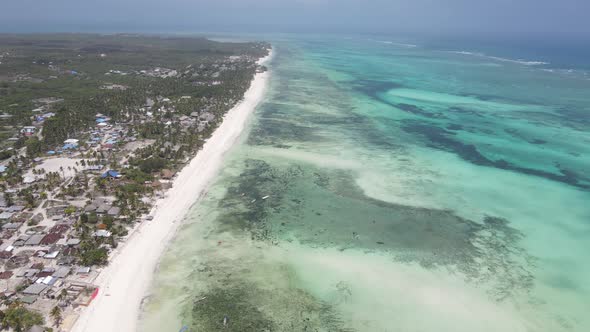 Zanzibar Tanzania  Aerial View of the Ocean Near the Shore of the Island Slow Motion