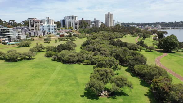 Aerial Footage of Sir James Mitchell Park in Perth in Australia