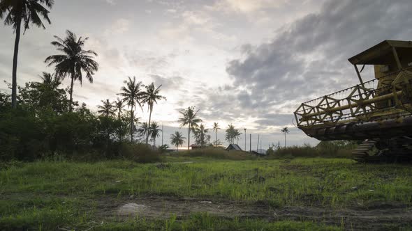 Timelapse harvestser in agriculture farm.